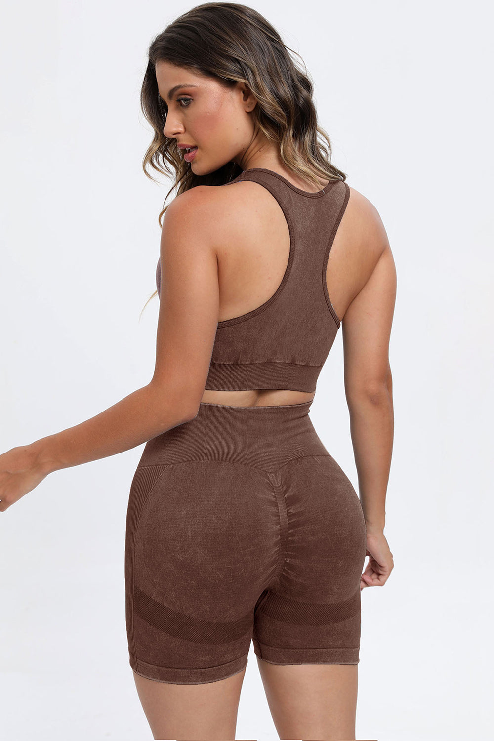 3 Piece Washed Square Neck Wide Strap Active Set - UrbanEthereal