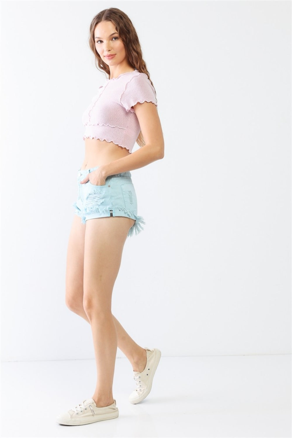 LITZ LA Distressed Ripped Denim Shorts - UrbanEthereal