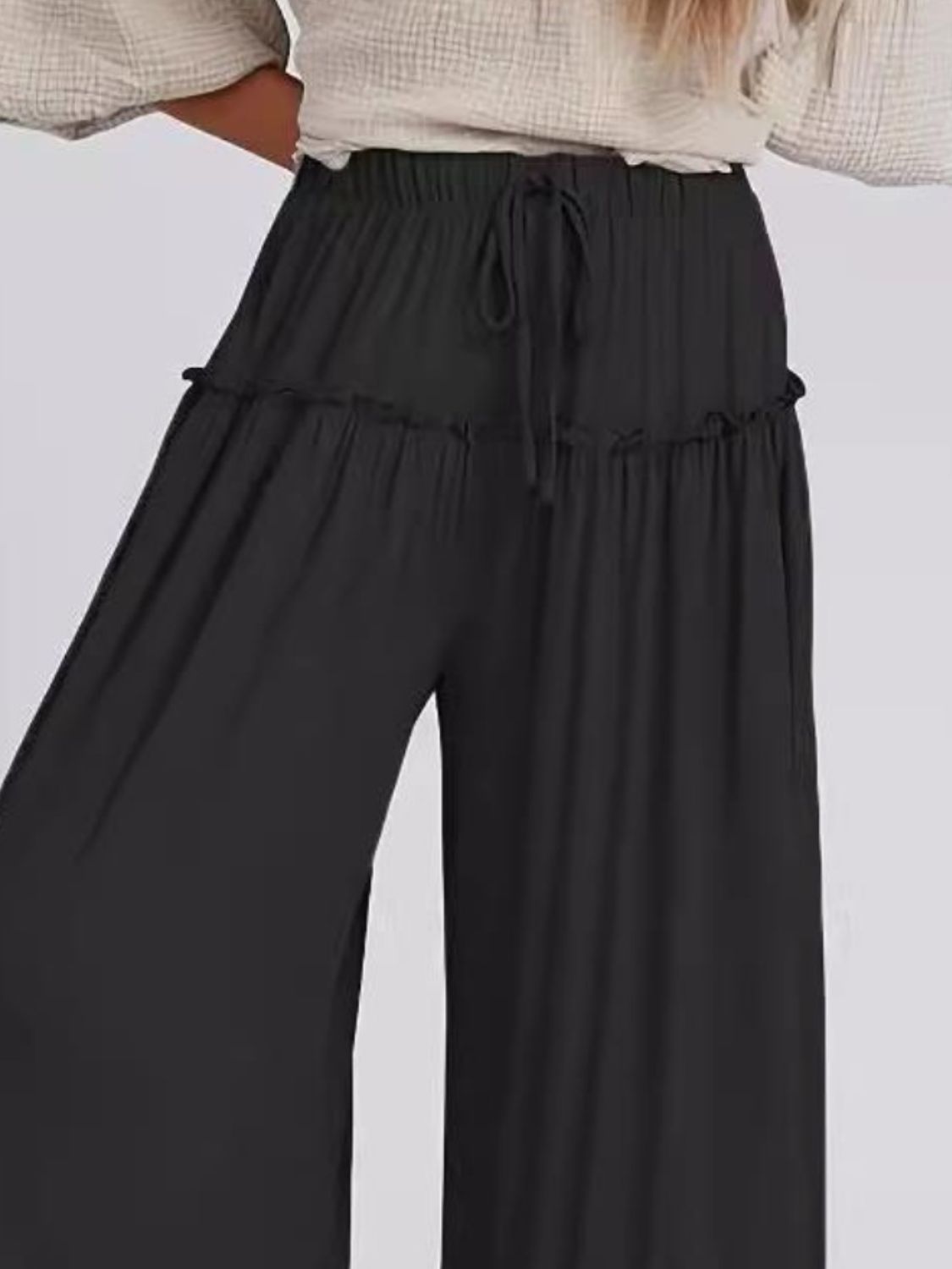 Full Size Frill Wide Leg Pants