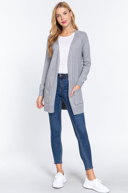 ACTIVE BASIC Open Front Long Sleeve Cardigan - UrbanEthereal