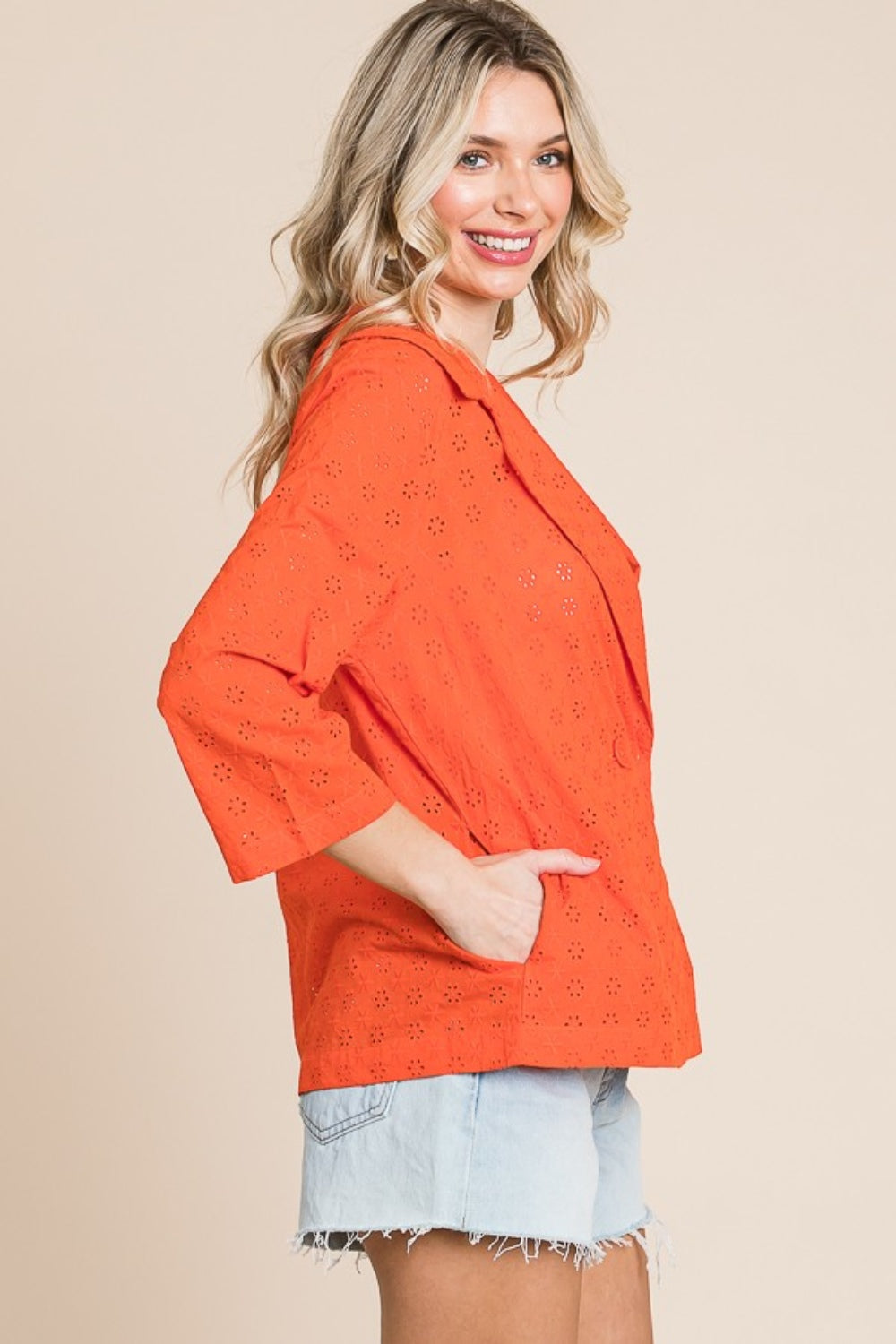 Culture Code Double Breasted Eyelet Jacket with Pockets - UrbanEthereal