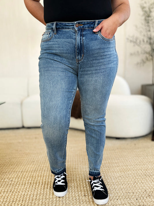 Judy Blue Full Size Mid Rise Rigid Magic Release Hem Jeans - UrbanEthereal