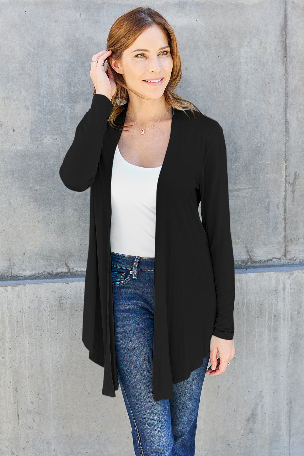 Basic Bae Full Size Open Front Long Sleeve Cardigan - UrbanEthereal