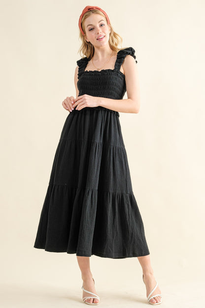 And The Why Smocked Ruffled Tiered Dress - UrbanEthereal