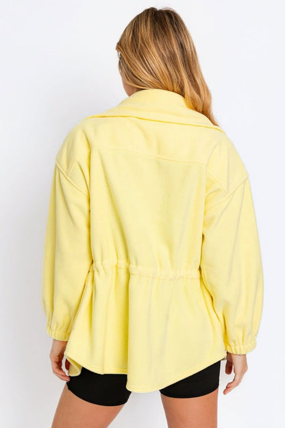 Le Lis Zip Up Waist Drawstring Soft Fleece Jacket - UrbanEthereal