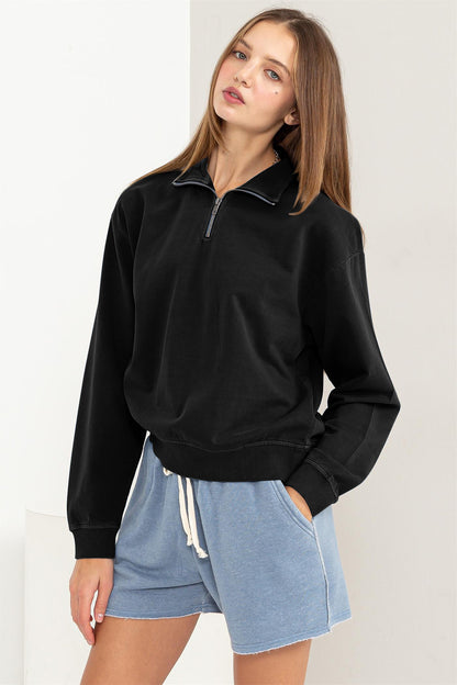 HYFVE Half Zip Drop Shoulder Sweatshirt - UrbanEthereal