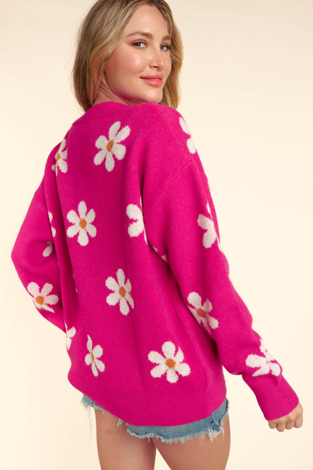 Haptics Full Size Daisy Floral Button Down Long Sleeve Cardigan - UrbanEthereal