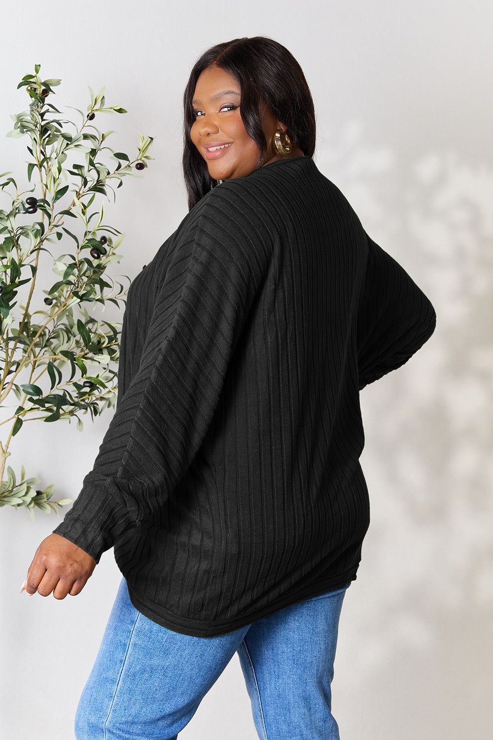 Basic Bae Full Size Ribbed Cocoon Cardigan - UrbanEthereal