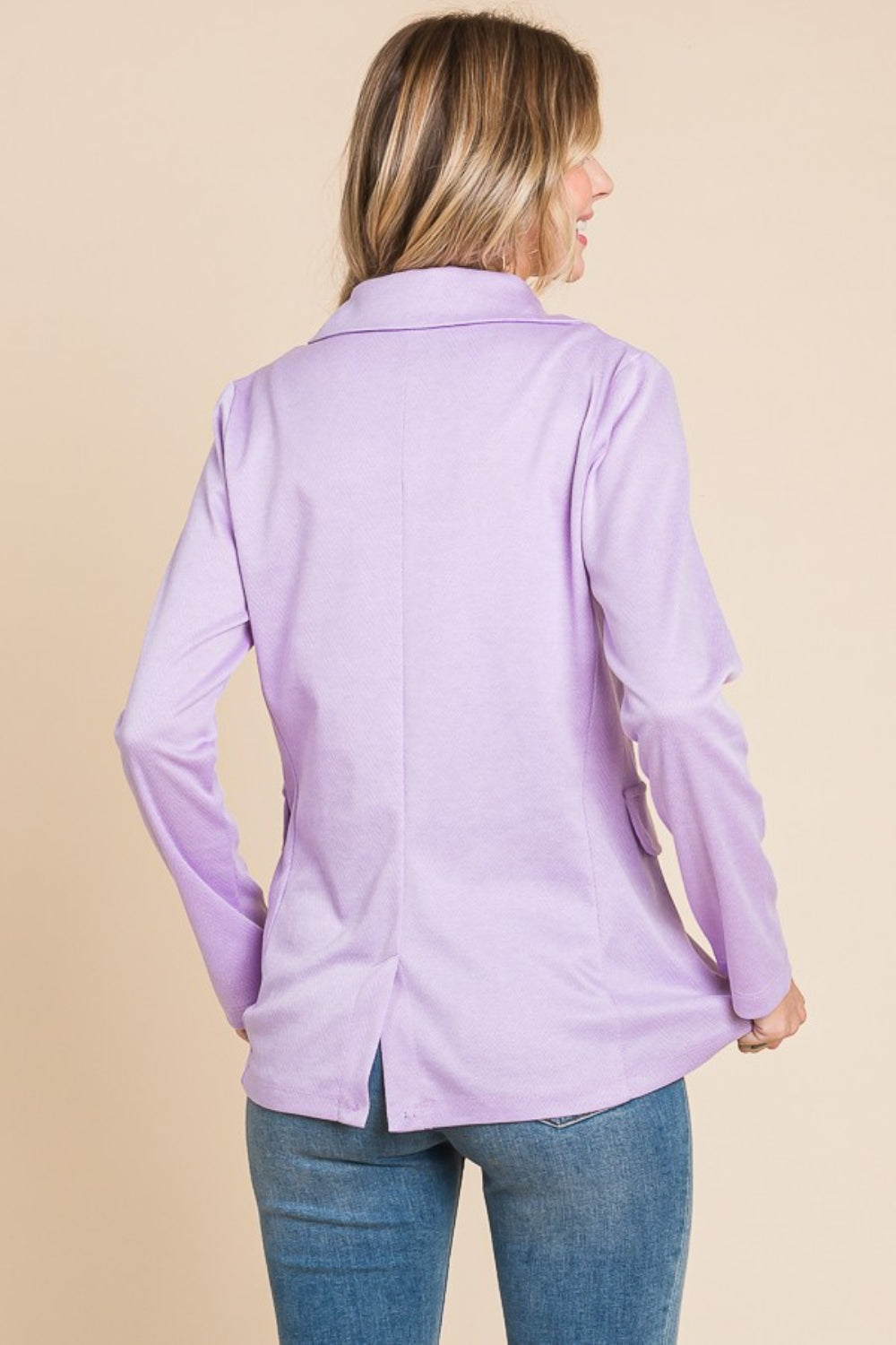 Culture Code Button Up Long Sleeve Slit Blazer - UrbanEthereal