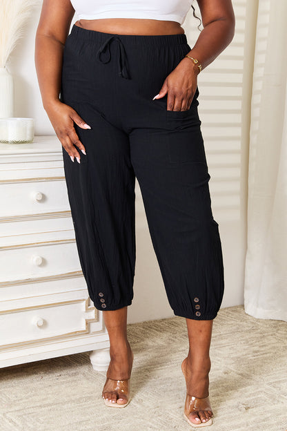 Decorative Button Cropped Pants - UrbanEthereal