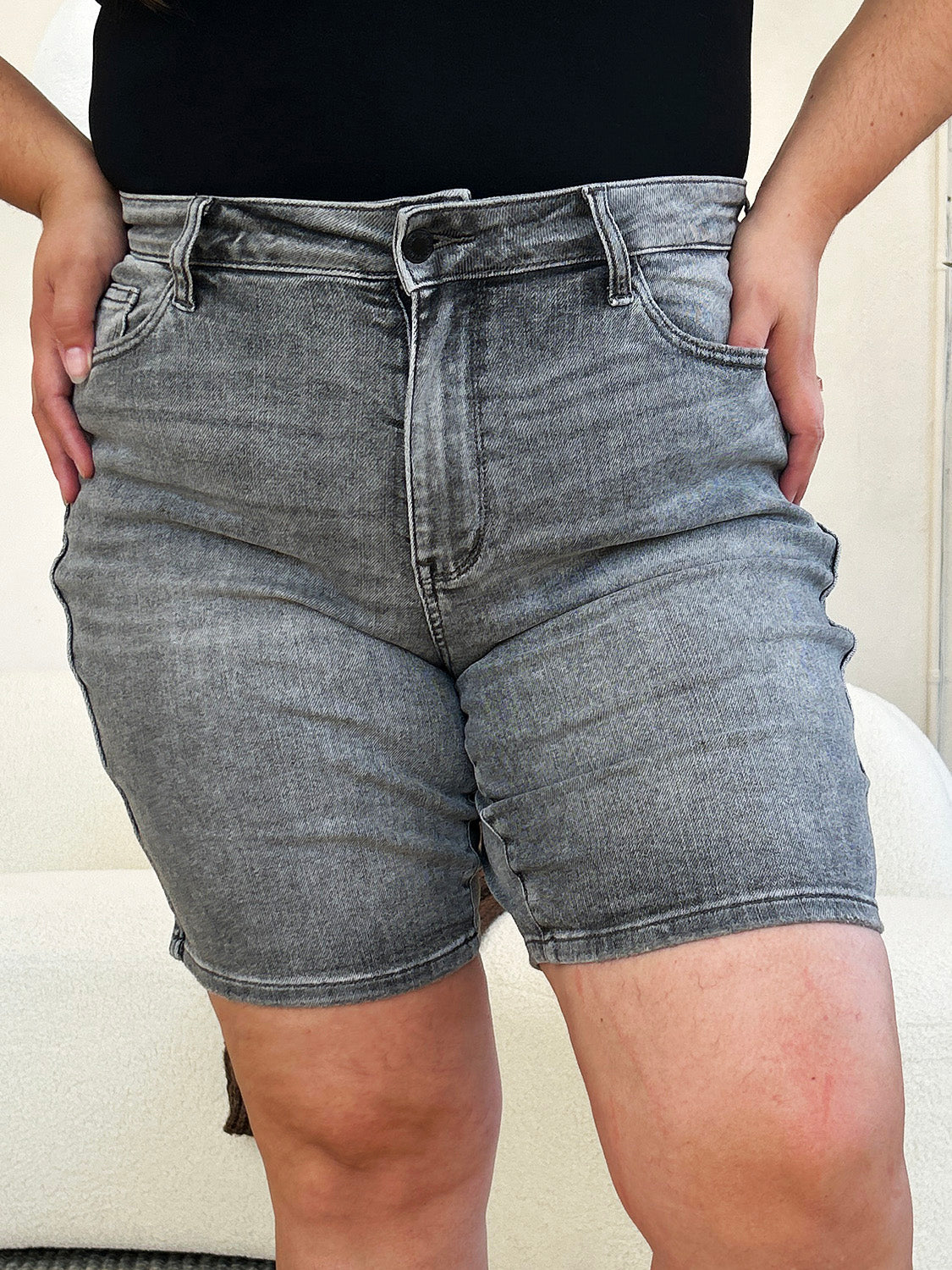 Judy Blue Full Size High Waist Washed Denim Shorts - UrbanEthereal