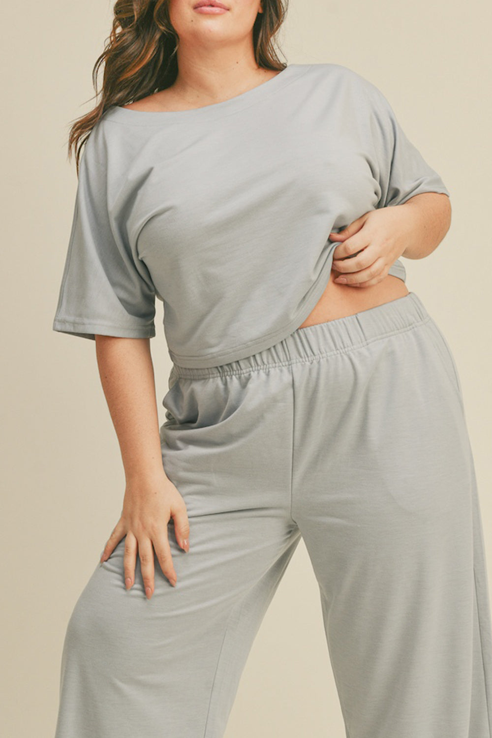 Kimberly C Full Size Short Sleeve Cropped Top and Wide Leg Pants Set - UrbanEthereal