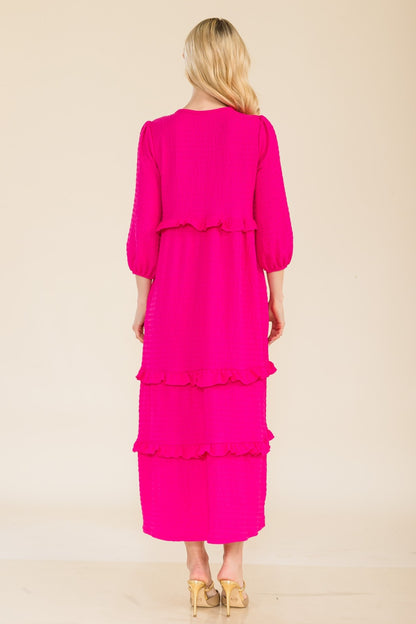 Celeste Full Size Tiered-Ruffle Midi Dress - UrbanEthereal