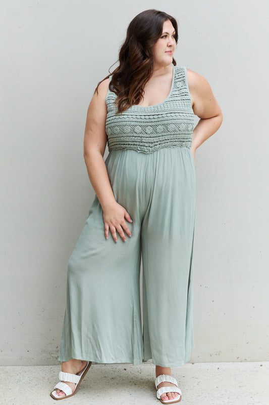 HEYSON Watch Me Full Size Crochet Detail Jumpsuit - UrbanEthereal