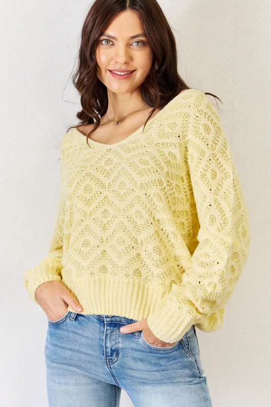 HYFVE V-Neck Patterned Long Sleeve Sweater - UrbanEthereal