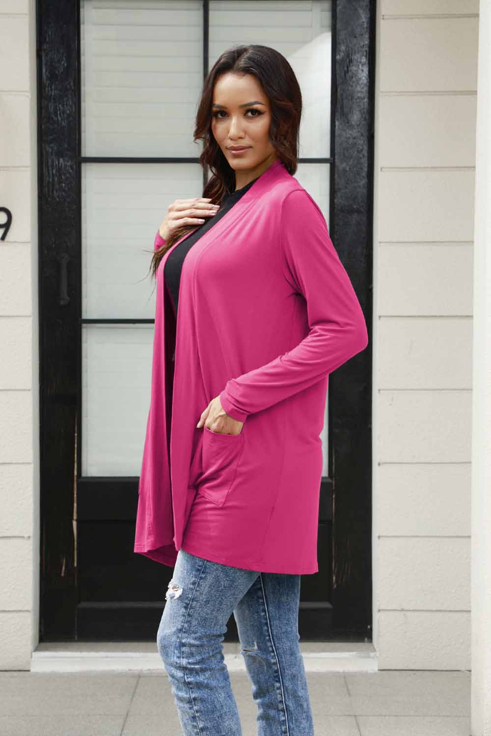 Basic Bae Full Size Open Front Long Sleeve Cardigan with Pockets - UrbanEthereal