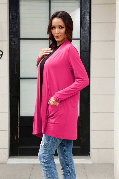 Basic Bae Full Size Open Front Long Sleeve Cardigan with Pockets - UrbanEthereal