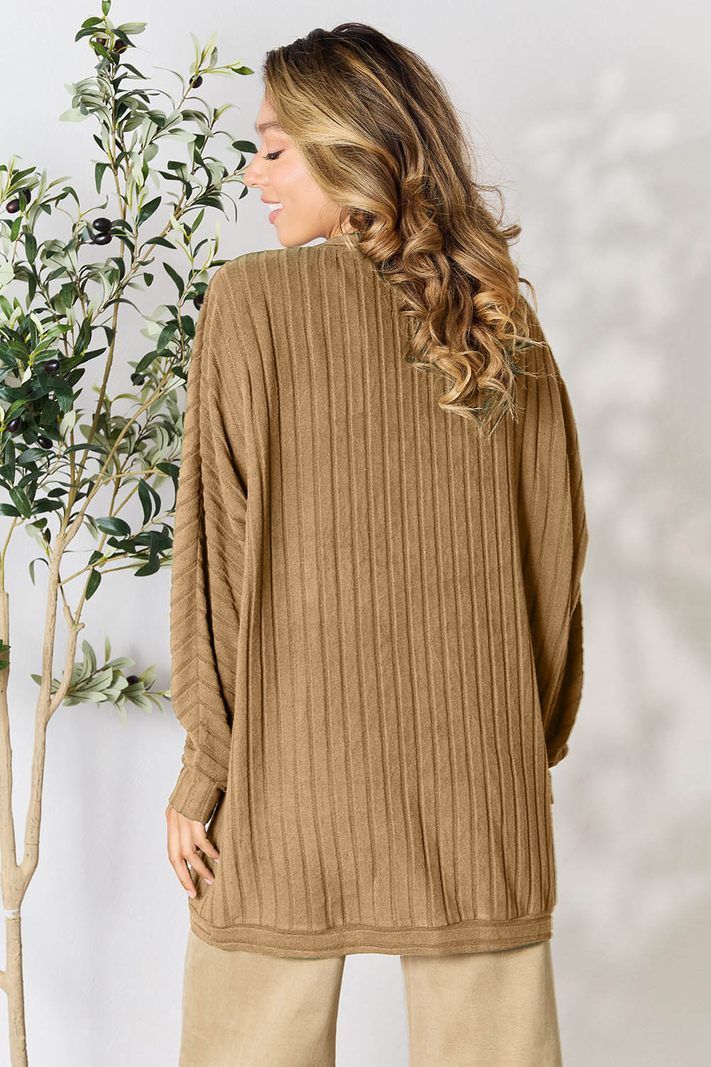 Basic Bae Full Size Ribbed Cocoon Cardigan - UrbanEthereal