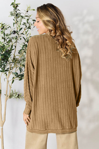 Basic Bae Full Size Ribbed Cocoon Cardigan - UrbanEthereal
