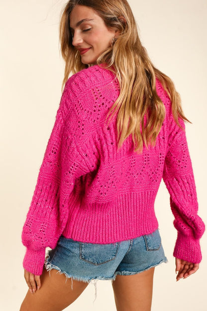 Haptics Full Size Button Down Crop Long Sleeve Cardigan - UrbanEthereal