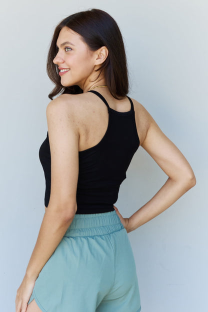 Ninexis Everyday Staple Soft Modal Short Strap Ribbed Tank Top in Black - UrbanEthereal