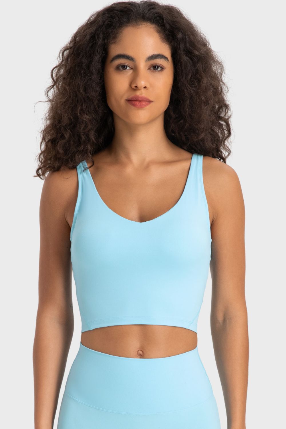 Deep V-Neck Crop Sports Bra - UrbanEthereal
