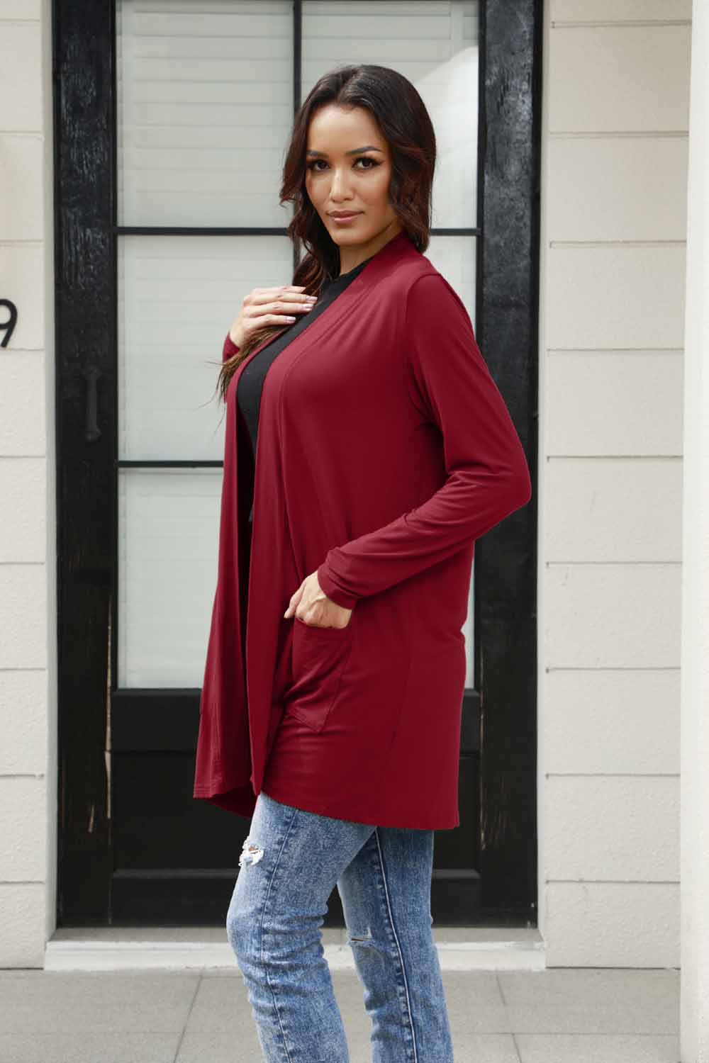 Basic Bae Full Size Open Front Long Sleeve Cardigan with Pockets - UrbanEthereal