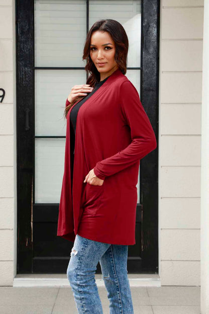 Basic Bae Full Size Open Front Long Sleeve Cardigan with Pockets - UrbanEthereal
