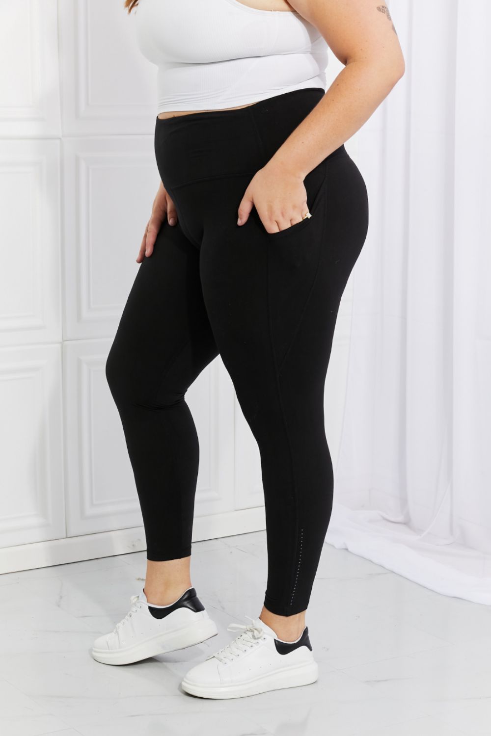 Leggings Depot Full Size Strengthen and Lengthen Reflective Dot Active Leggings - UrbanEthereal