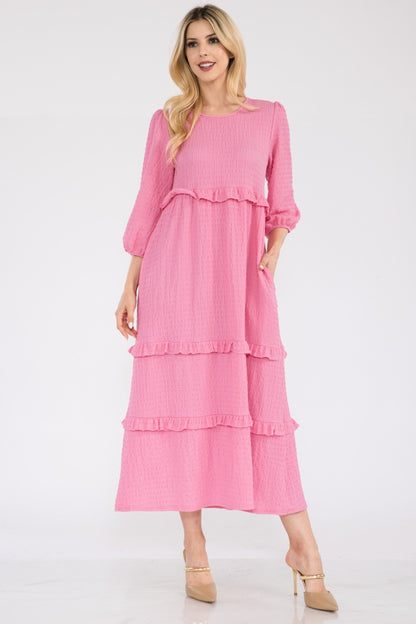 Celeste Full Size Tiered-Ruffle Midi Dress - UrbanEthereal