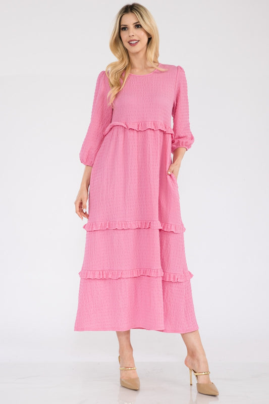 Celeste Full Size Tiered-Ruffle Midi Dress - UrbanEthereal