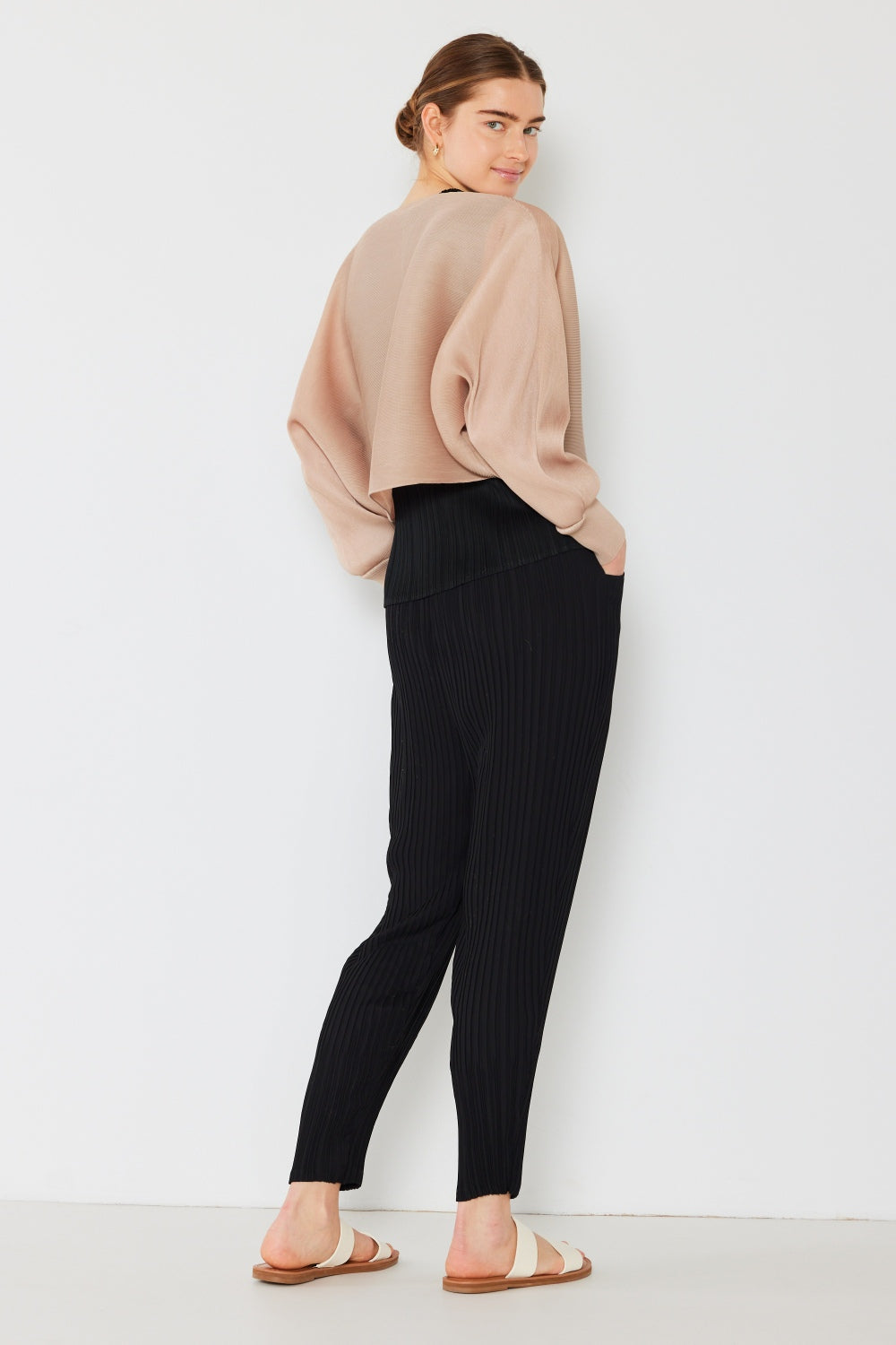 Marina West Swim Rib Pleated Puff Sleeve Bolero Cardigan - UrbanEthereal