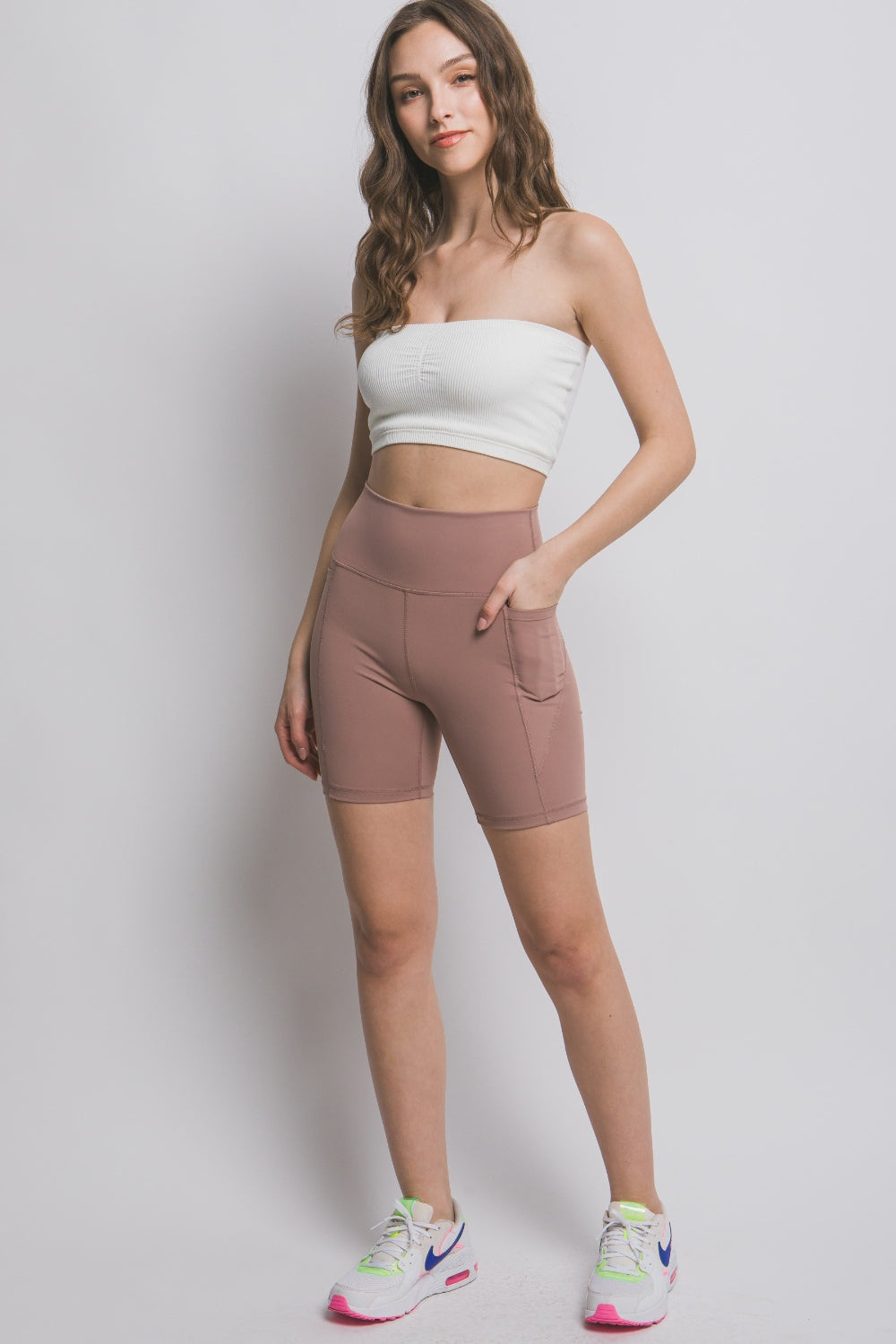 Love Tree High Waist Seam Detail Active Shorts - UrbanEthereal