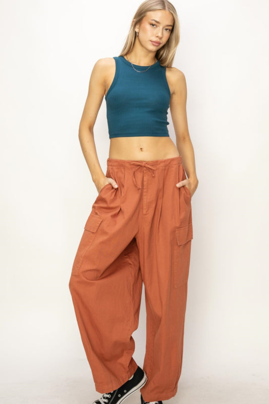 HYFVE Drawstring Cargo Wide Leg Pants - UrbanEthereal