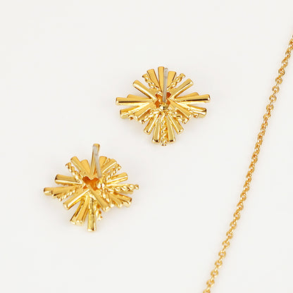 Starburst Gold-Plated Earrings and Necklace Set