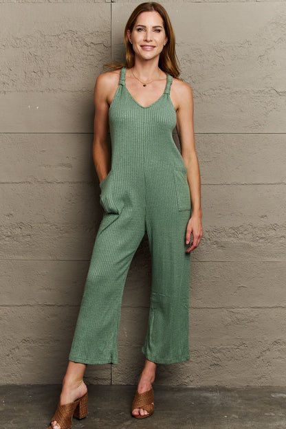 HEYSON Don't Get It Twisted Full Size Rib Knit Jumpsuit - UrbanEthereal