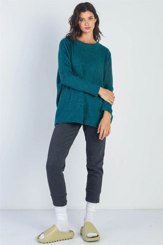 Cherish Apparel Round Neck Long Sleeve Sweater - UrbanEthereal