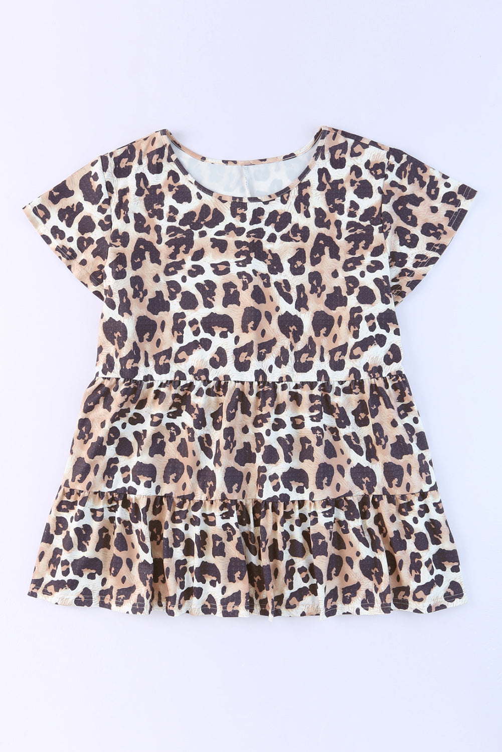 Plus Size Leopard Round Neck Blouse - UrbanEthereal