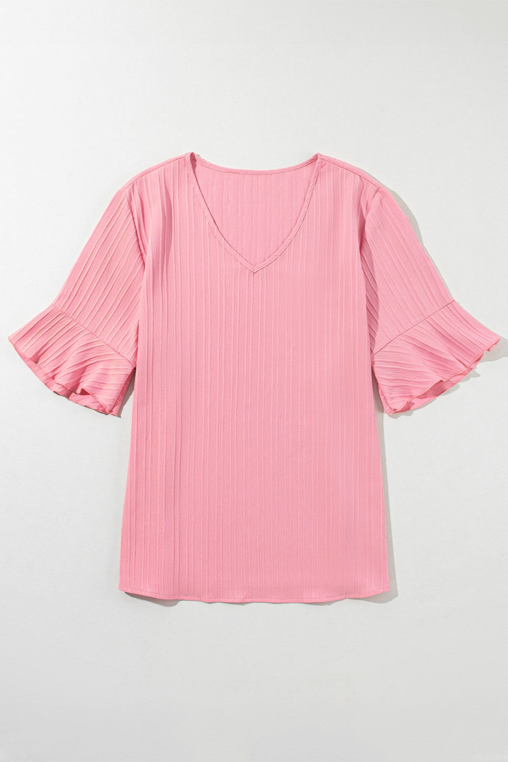 Plus Size V-Neck Half Sleeve Blouse - UrbanEthereal