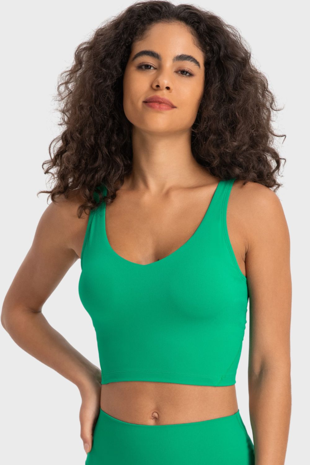 Deep V-Neck Crop Sports Bra - UrbanEthereal