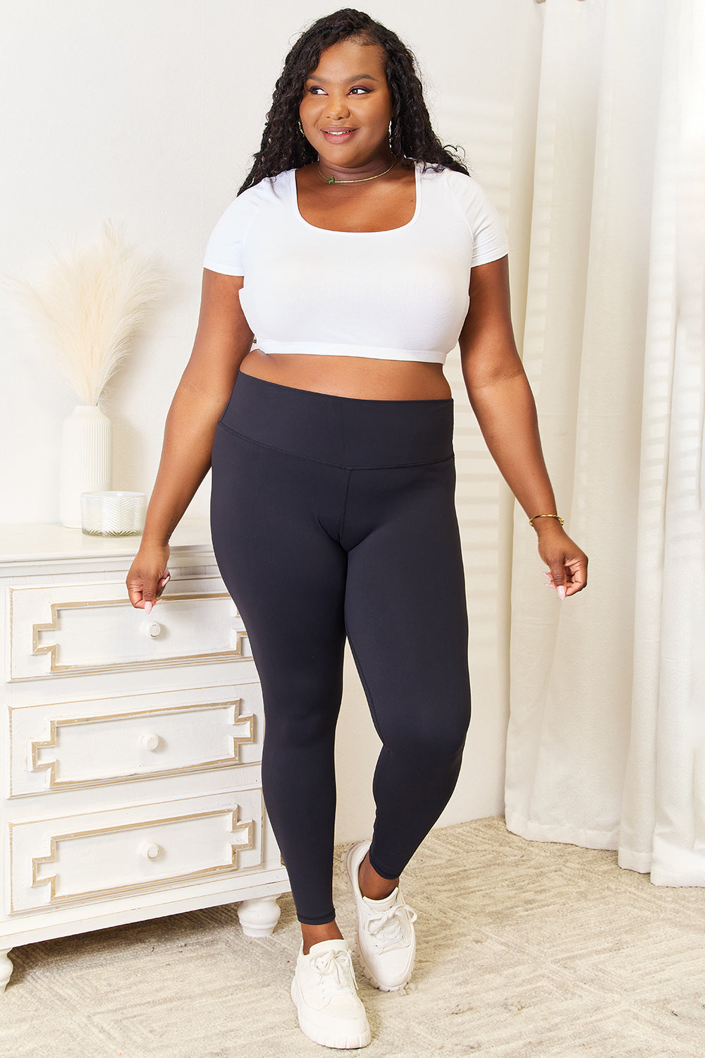 Double Take Wide Waistband Sports Leggings - UrbanEthereal