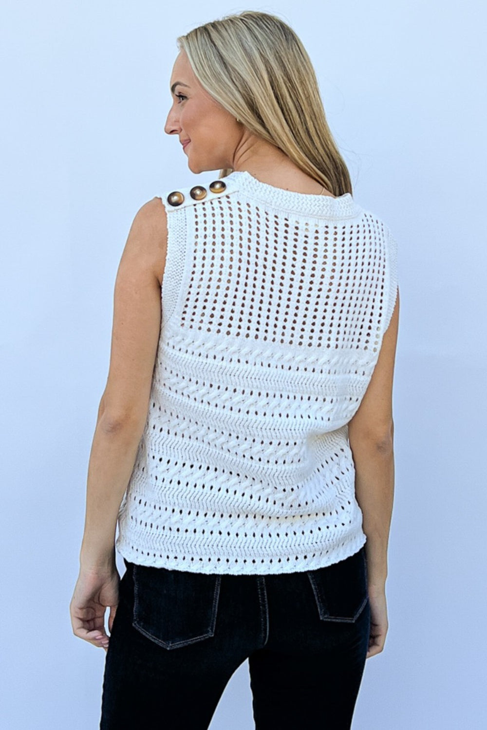 And The Why Hollowed Out Buttoned Tank - UrbanEthereal