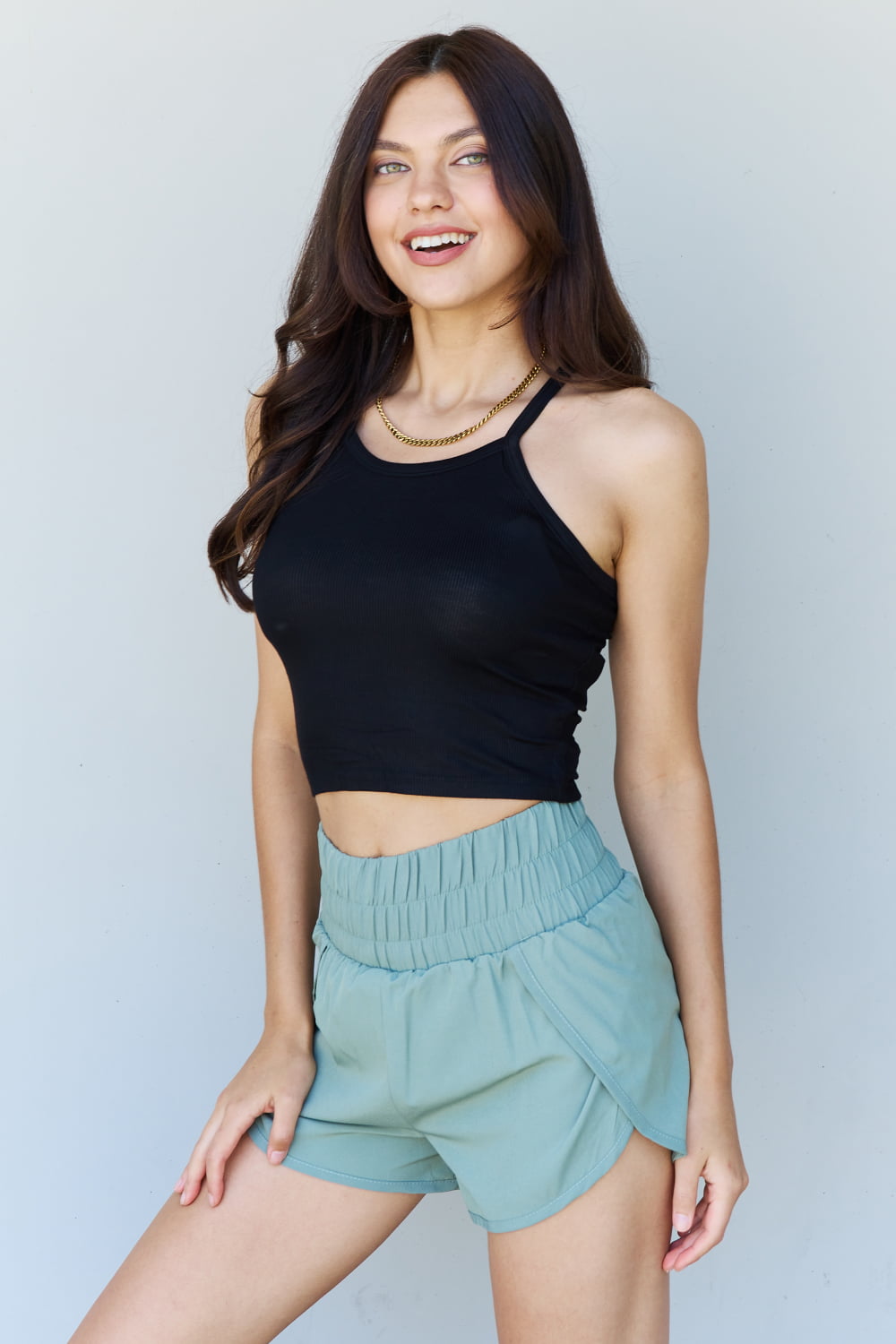 Ninexis Everyday Staple Soft Modal Short Strap Ribbed Tank Top in Black - UrbanEthereal