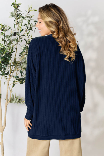 Basic Bae Full Size Ribbed Cocoon Cardigan - UrbanEthereal