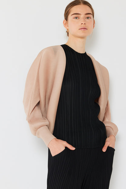Marina West Swim Rib Pleated Puff Sleeve Bolero Cardigan - UrbanEthereal