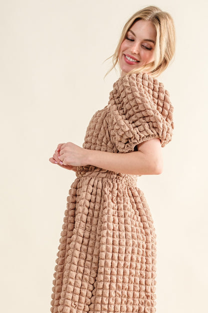 And The Why Full Size Square Neck Puff Sleeve Dress - UrbanEthereal