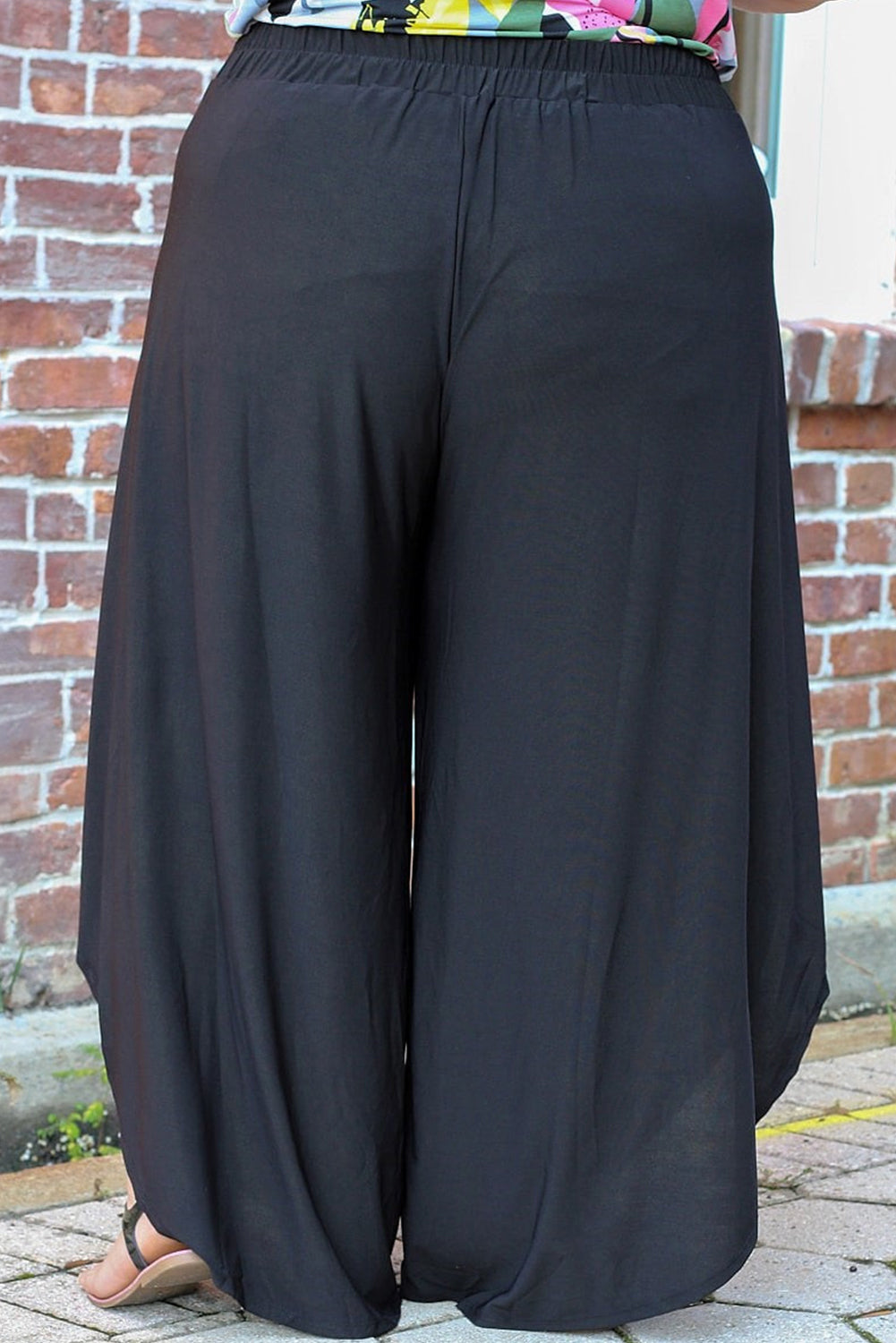 Plus Size Tie Front Wide Leg Pants - UrbanEthereal
