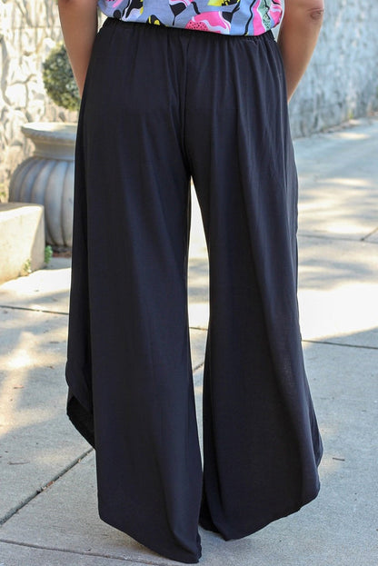Plus Size Tie Front Wide Leg Pants - UrbanEthereal