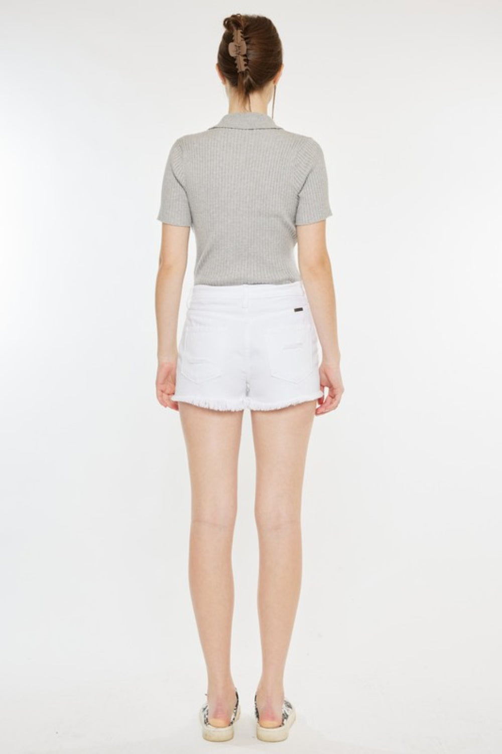 Kancan Raw Hem Distressed Denim Shorts - UrbanEthereal