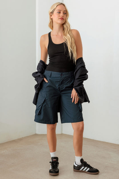 Le Lis Navy Cargo Bermuda Shorts - UrbanEthereal